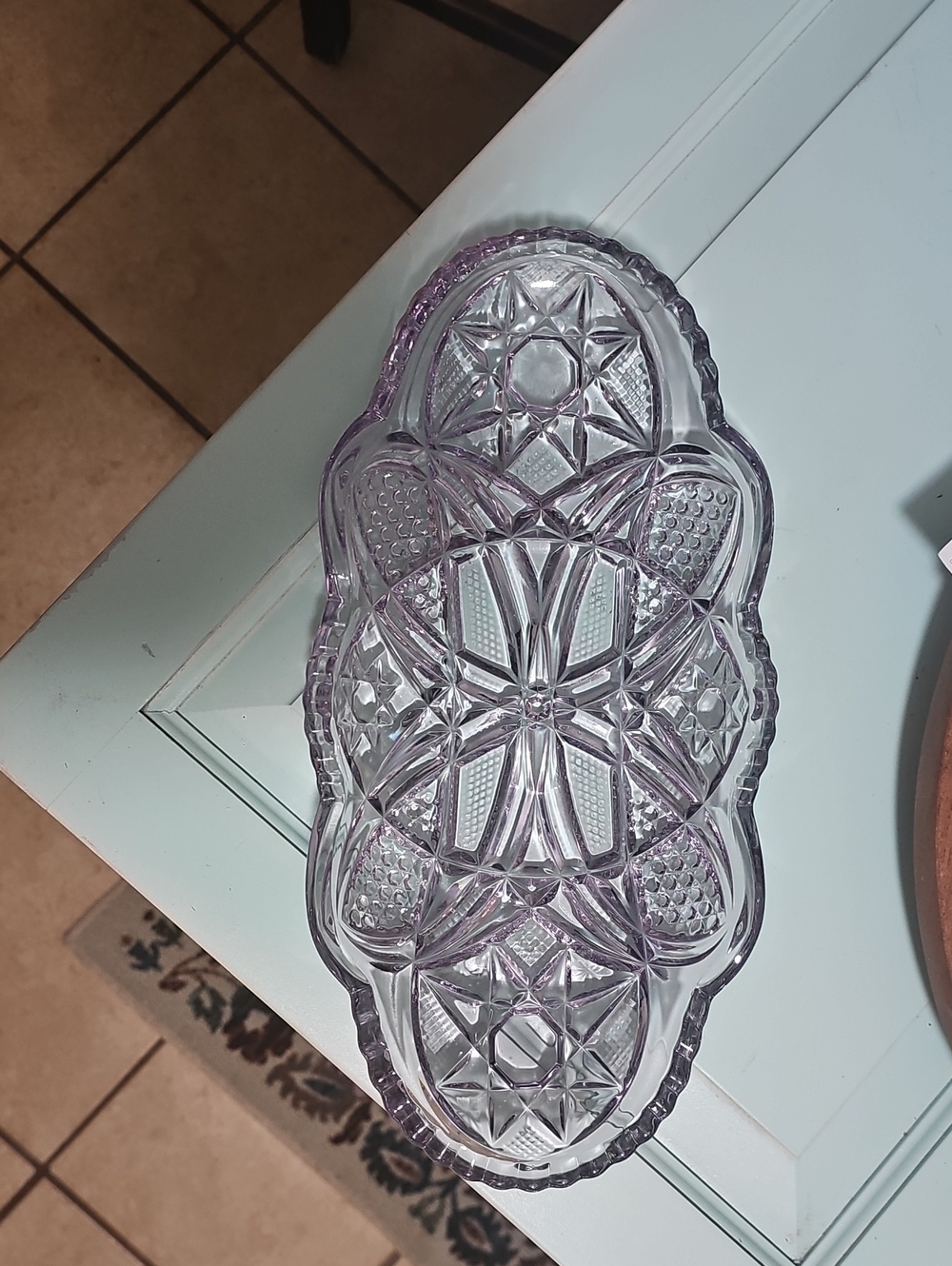 Pressed Glass Serving Tray in Light Purple